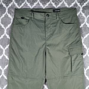 Volcom Simon Bannerot Pants Mens 36 Green Convertible Cargo Outdoor Zip Off